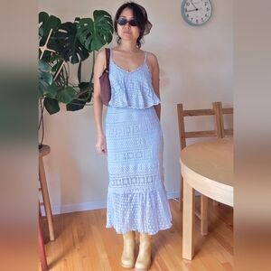 Foxiedox Blue Lace Sleeveless Dress Size M